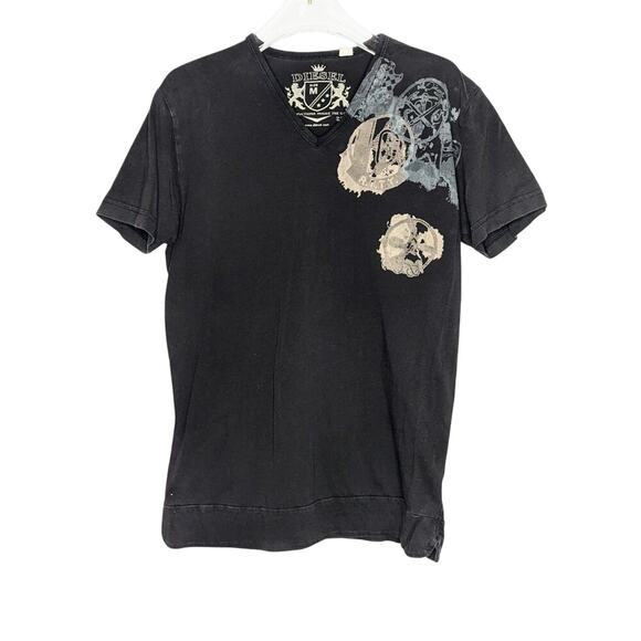 Diesel Vintage Y2K Gray Graphic Tee Short Sleeve V-Neck Slim Fit Size M - Picture 1 of 8